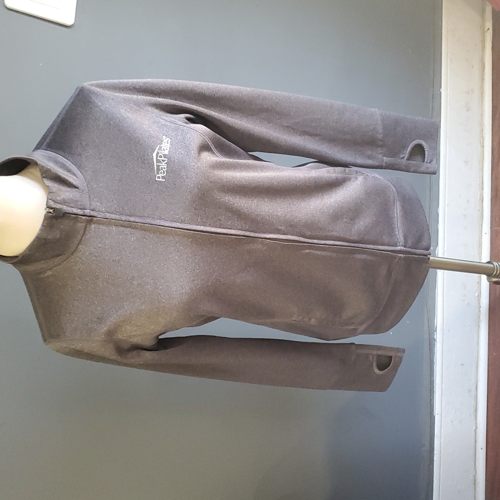 ALO Yoga Gray Jacket with Full-Length Zipper - Picture 16 of 17